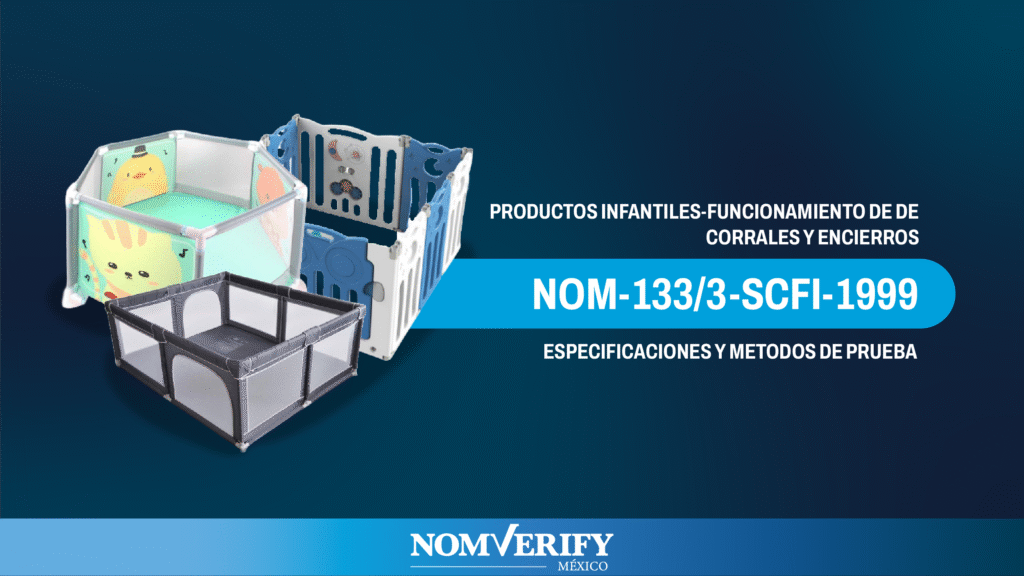 Corral infantil rectangular siendo evaluado para cumplimiento con la NOM-133/3-SCFI-1999